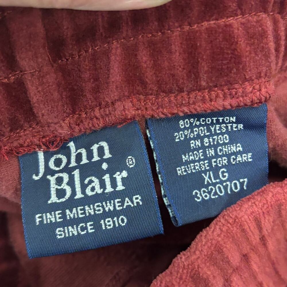 Vtg John Blair Mens Velour Track Suit Size XLG 2-Pc Jacket Pants Red Brown - Picture 10 of 15